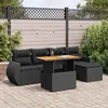 Image de Salon de jardin modulable vidaxl resine tressee 6 pieces noir 100 x 55 x 73 cm 2 personnes