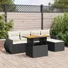 Image de vidaXL Salon de jardin 6 pcs avec coussins noir résine tressée 3327248