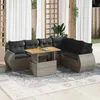 Image de Vidaxl Salon de jardin modulable 7 pièces - 6 personnes, bois massif, gris, table extensible