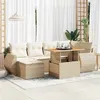 Image de Vidaxl Salon de jardin modulable - Lot de 7 pièces - Bois massif beige 2 personnes - Table extensible avec rangement