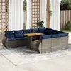 Image de vidaXL Salon de jardin 11 pcs avec coussins gris résine tressée, ensemble de canapés d'extérieur, ensemble de canapé d'angle 3327316