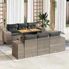 Image de Salon de jardin vidaxl resine tressee 6 personnes gris 55 x 100 x 73 cm 7 pieces
