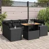 Image de Salon de jardin modulable - Lot de 7 pièces - Noir Résine tressée - 6 personnes - Table extensible 100x55 cm