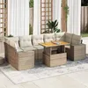 Image de Salon de jardin modulable vidaxl bois massif beige 7 personnes 100 x 55 x 73 cm 8 pieces