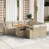 Image de Salon de jardin modulable vidaxl resine tressee 8 personnes beige 55 x 55 x 73 cm 9 pieces