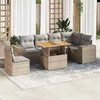 Image de Salon de jardin modulable - Lot de 7 pieces - 6 personnes - Resine tressee beige - Table extensible 100 x 55 x 73 cm