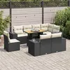 Image de Salon de jardin modulable vidaxl noir bois massif 9 pieces 100 x 55 x 73 cm 8 personnes