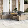 Image de vidaXL Salon de jardin avec coussins 10pcs beige résine tressée acacia 3327419