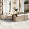Image de vidaXL Salon de jardin avec coussins 10pcs beige résine tressée acacia 3327425