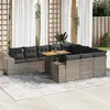 Image de vidaXL Salon de jardin avec coussins 10 pcs gris résine tressée acacia 3327427