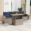 Image de vidaXL Salon de jardin 5 pcs avec coussins gris résine tressée, ensemble de canapés d'extérieur, ensemble de canapé d'angle 3327435