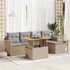 Image de vidaXL Salon de jardin 6 pcs avec coussins beige résine tressée acacia 3327475