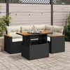 Image de Salon de jardin modulable vidaxl noir bois massif 4 personnes 55 x 62 x 69 cm 5 pieces