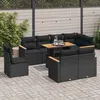Image de Salon de jardin modulable vidaxl noir resine tressee 9 pieces 62 x 62 x 69 cm 2 personnes