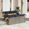 Image de vidaXL Salon de jardin avec coussins 7 pcs gris résine tressée, ensemble de canapés d'extérieur, ensemble de canapé d'angle 3327561