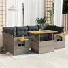 Image de Salon de jardin modulable vidaxl rotin 7 pieces gris 55 x 62 x 69 cm