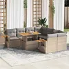 Image de Salon de jardin modulable vidaxl 9 pieces rotin beige 62 x 62 x 69 cm 9 personnes