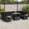 Image de Salon de jardin modulable vidaxl resine tressee 10 pieces 9 personnes 55 x 53 x 73 cm noir