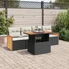 Image de Salon de jardin modulable GENERIQUE 5 pieces noir 4 personnes 62 x 59 x 69 cm resine tressee