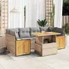 Image de Salon de jardin modulable - Lot de 7 pieces - GENERIQUE resine tressee beige 6 personnes