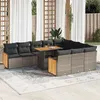 Image de vidaXL Ensemble de canapés de jardin 11 pcs et coussins rotin acacia, ensemble de canapés d'extérieur, salon de jardin, 3327763