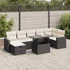 Image de Salon de jardin modulable vidaxl noir bois massif 7 personnes 62 x 62 x 69 cm 8 pieces