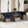 Image de vidaXL Salon de jardin 8pcs avec coussins marron résine tressée acacia, ensemble de canapés d'extérieur, salon de jardin, 3327951