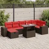 Image de vidaXL Salon de jardin avec coussins 8 pcs noir résine tressée acacia 3327954