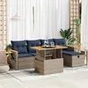 Image de vidaXL Salon de jardin avec coussins 6 pcs gris résine tressée acacia 3328132