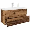 Image de Meuble lavabo avec bassin et robinet intégrés vieux bois
