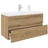 Image de Meuble lavabo avec bassin et robinet intégrés chêne artisanal