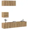 Image de vidaXL Ensemble de meuble TV mural 4 pcs chêne artisanal, meuble TV, meuble multimédia, console TV, meuble hifi, centre de 3329220