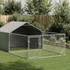 Image de vidaXL Niche d'extérieur pour chien enclos 7x2x1,5 m acier galvanisé, cage de chien d'extérieur, grande cage de chien, niche 3329237