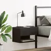 Image de Table de chevet murale en bois noir aggloméré