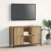 Image de Meuble TV Noir Chêne 101x35x65 cm Bois reconstitué et Acier