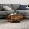 Image de Table basse avec lumières LED en bois vieilli 55x55x31 cm