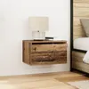 Image de Table de chevet avec éclairage LED monté au mur en bois ancien 50x36x30 cm