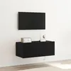 Image de Meuble TV avec éclairage LED Chêne Noir 80x35x31 cm