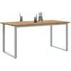 Image de vidaXL, Table de jardin + table de balcon, Table de jardin Gris 160x80x75 cm Acier & bois massif Acacia (160 x 80 x 75 cm)