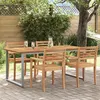 Image de Table de repas extérieure Grise 180x90x75 cm en acier et bois d acacia