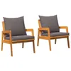 Image de Lot de 2 chaise vidaxl H. 71.5 cm non pliable en bois massif exterieur gris
