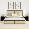 Image de Meubles de chevet avec lumières LED 2 pcs Chêne noir 50x40x45 cm