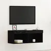 Image de Buffet TV avec éclairage LED Chêne noir 80x30x30 cm