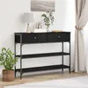 Image de Table Console Noir Chêne 100x25x75 cm Bois Ingénierie et Acier