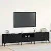 Image de Meuble TV avec tiroir Noir Chêne 200x25x44 cm Bois d ingénierie