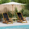 Image de Chaises de plage pliantes 2 pcs Black Bois d acacia massif & Textilène