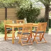 Image de Chaises de jardin pliantes avec coussin gris 4pcs en bois d acacia massif