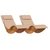 Image de Lot de 2 transat GENERIQUE H. 74 cm en acacia L. 154 cm non pliable
