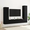 Image de Ensemble de Meubles TV 4 Pièces Mural Chêne Noir Bois Ingénierie Système de Gestion de Produits