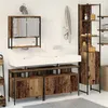 Image de Armoire sous évier de salle de bain avec lavabo intégré Fini bois ancien